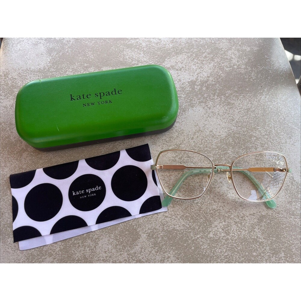 Kate Spade ZEENA/G Eyeglasses Women Gold Green Geometric 54mm With Case
